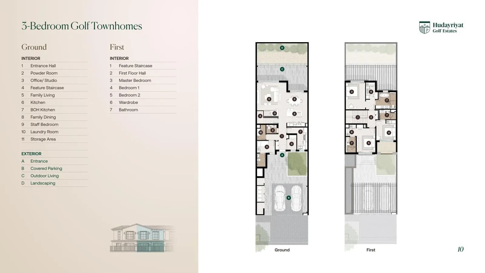 Hudayriyat Golf Estates — 3 Bedroom Townhouse floor plan